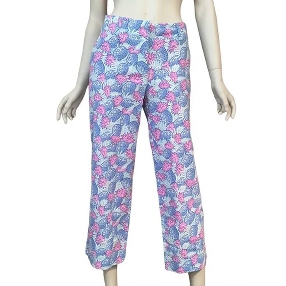 VINEYARD Vines Pineapple Catamaran Capri Pants Jeans Cropped Linen Cotton Blend - Picture 2 of 12